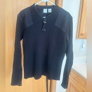 Armani Exchange Black Ribbed Toggle-Neck Sweater